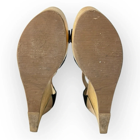 DIANE von FURSTENBERG Alara  Black Natural Designer Platform Sandals 9.5 - Picture 11 of 13